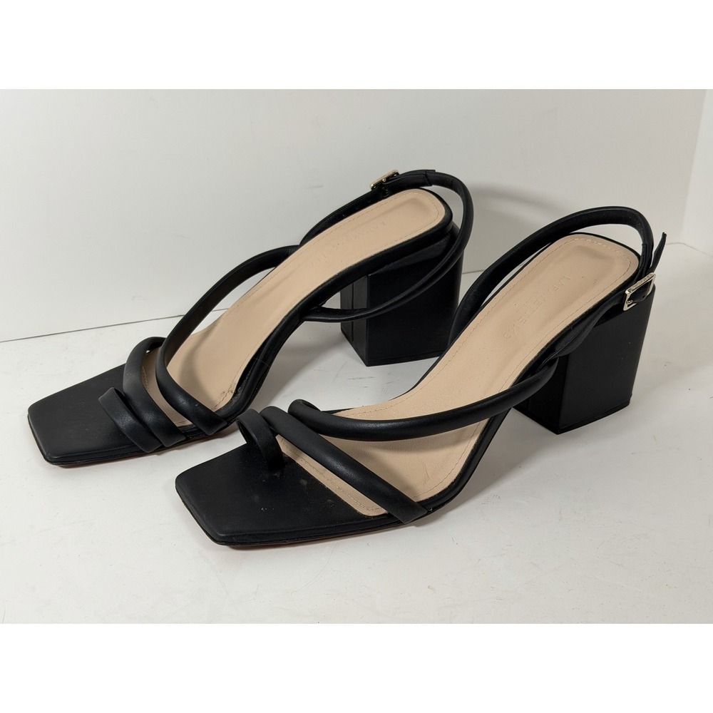 Lafayette 148‎ Women's Calfskin Leather Heeled City Slingback Sandals, Black, 41
